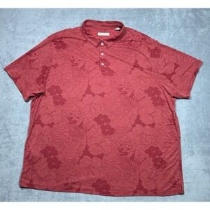 Tommy Bahama Polo Shirt Mens 3XLB Red Jacquard Modal Stretch Floral